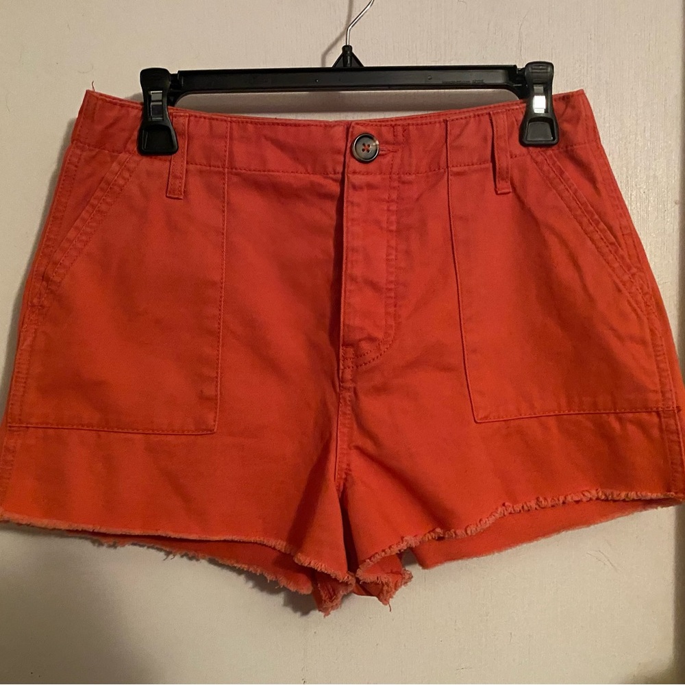 Forever 21 Red Orange Button Fly Shorts